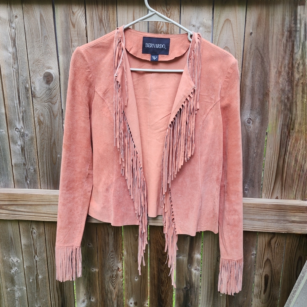 Pink Suede Fringe Jacket Size Small